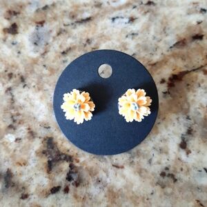 Yellow Floral Stud Earrings